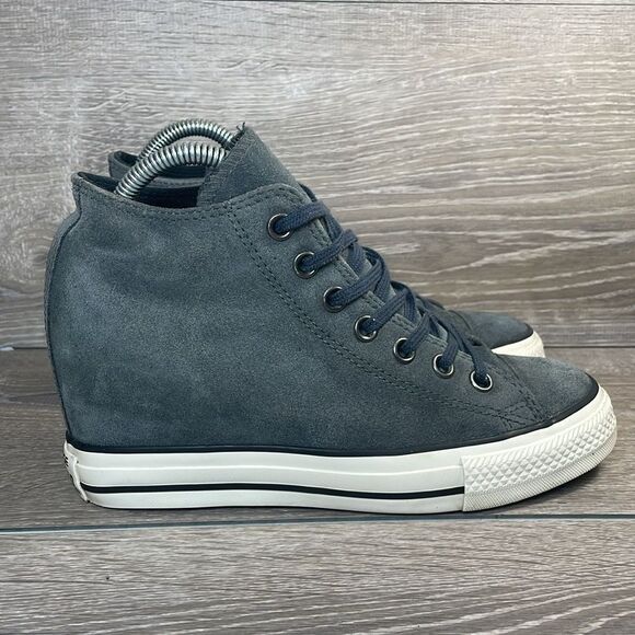 Converse CT All-Star Lux Gray Blue Leather Women’s Sz 8 Hidden Wedge Sneakers - Picture 2 of 12